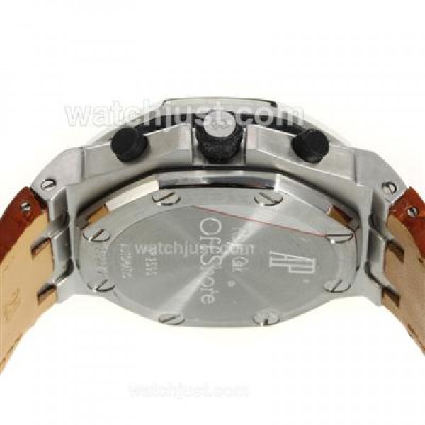 Audemars Piguet Royal Oak Offshore Chrono Swiss Valjoux 7750 Movement with White Checkered Dial-Brown Leather Strap