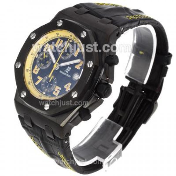 Audemars Piguet Royal Oak Offshore Chrono Swiss Valjoux 7750 Movement PVD Case with Black Checkered Dial-Black Leather St