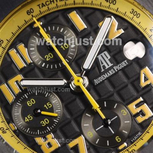 Audemars Piguet Royal Oak Offshore Chrono Swiss Valjoux 7750 Movement PVD Case with Black Checkered Dial-Black Leather St