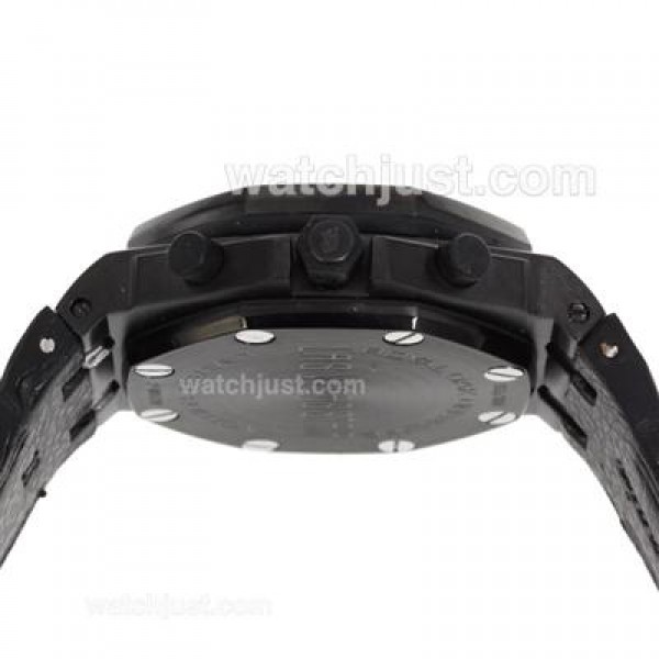 Audemars Piguet Royal Oak Offshore Chrono Swiss Valjoux 7750 Movement PVD Case with Black Checkered Dial-Black Leather St