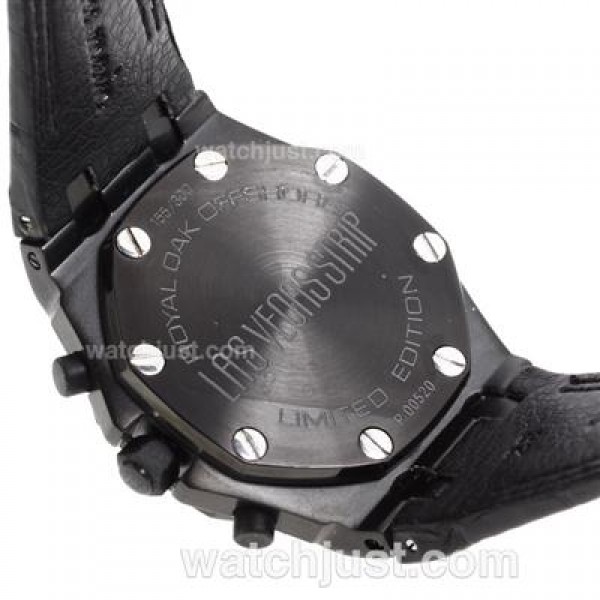 Audemars Piguet Royal Oak Offshore Chrono Swiss Valjoux 7750 Movement PVD Case with Black Checkered Dial-Black Leather St