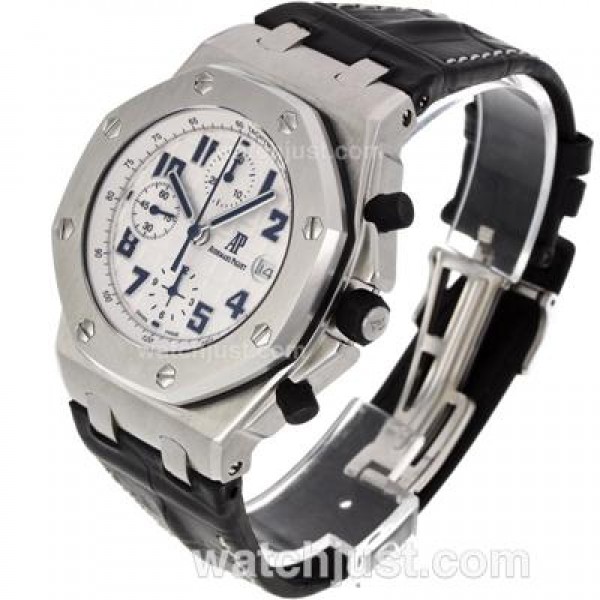 Audemars Piguet Royal Oak Offshore Chrono Swiss Valjoux 7750 Movement with White Checkered Dial-Black Leather Strap