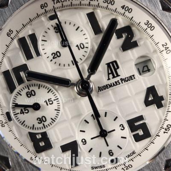 Audemars Piguet Royal Oak Offshore Chrono Swiss Valjoux 7750 Movement with White Checkered Dial-Black Leather Strap