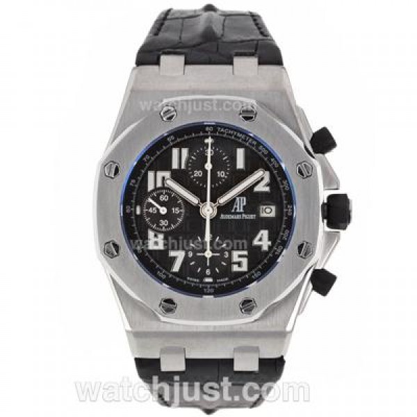 Audemars Piguet Royal Oak Offshore Chrono Swiss Valjoux 7750 Movement with Black Checkered Dial-Black Leather Strap