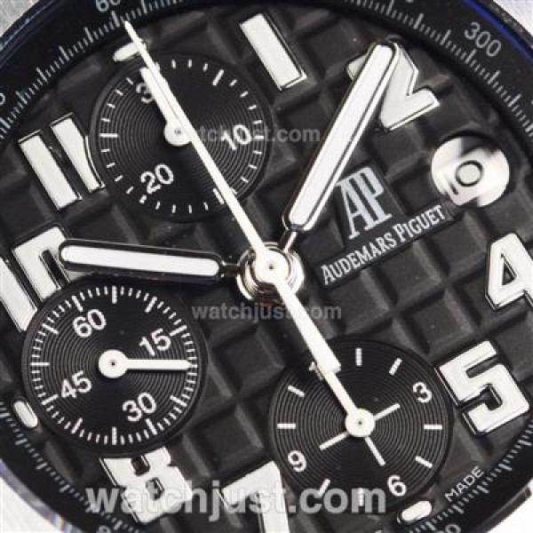 Audemars Piguet Royal Oak Offshore Chrono Swiss Valjoux 7750 Movement with Black Checkered Dial-Black Leather Strap
