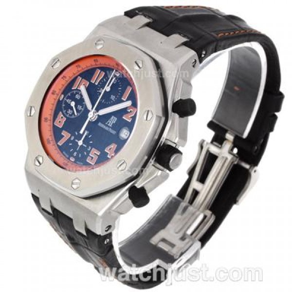 Audemars Piguet Royal Oak Offshore Chrono Swiss Valjoux 7750 Movement with Black Checkered Dial-Black Leather Strap