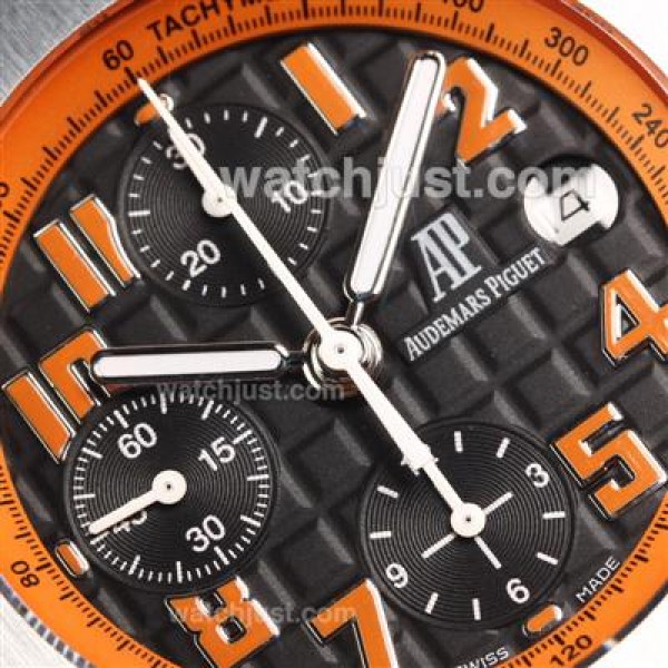 Audemars Piguet Royal Oak Offshore Chrono Swiss Valjoux 7750 Movement with Black Checkered Dial-Black Leather Strap