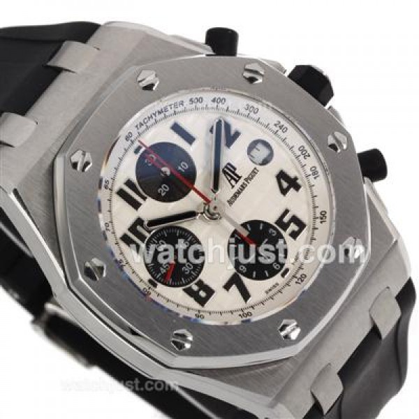 Audemars Piguet Royal Oak Offshore Chrono Swiss Valjoux 7750 Movement with White Checkered Dial-Black Rubber Strap