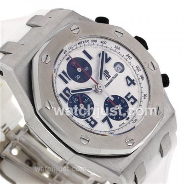 Audemars Piguet Royal Oak Offshore Chrono Swiss Valjoux 7750 Movement with White Checkered Dial-White Rubber Strap
