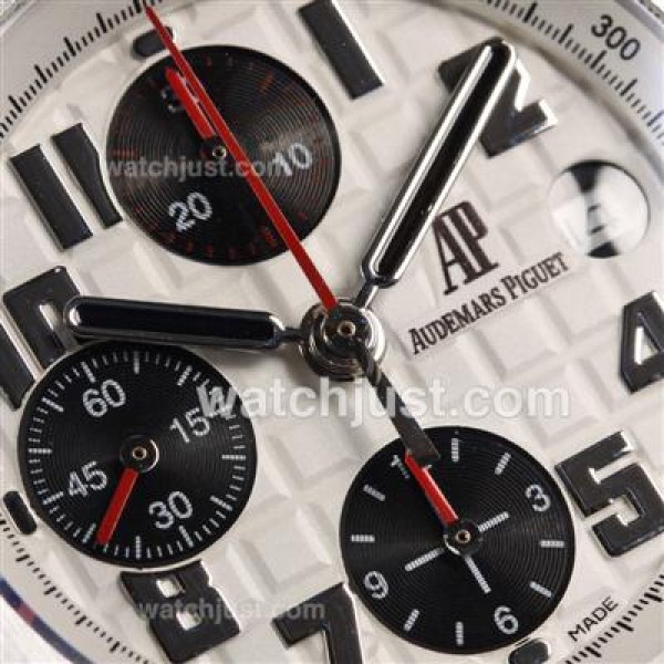 Audemars Piguet Royal Oak Offshore Chrono Swiss Valjoux 7750 Movement with White Checkered Dial-White Rubber Strap