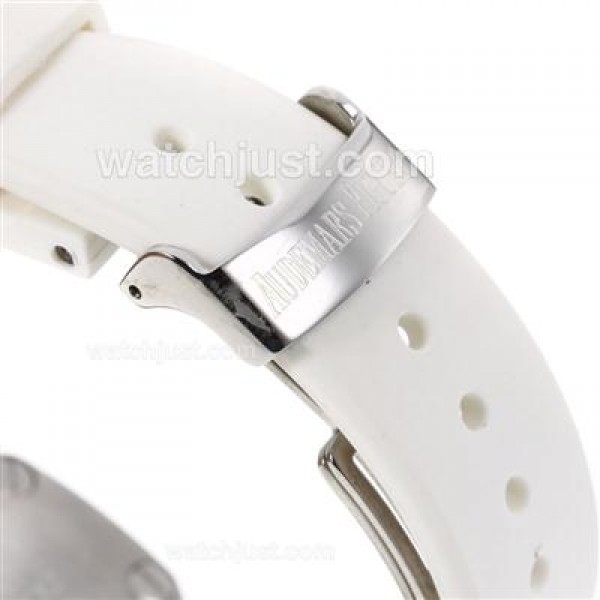 Audemars Piguet Royal Oak Offshore Chrono Swiss Valjoux 7750 Movement with White Checkered Dial-White Rubber Strap