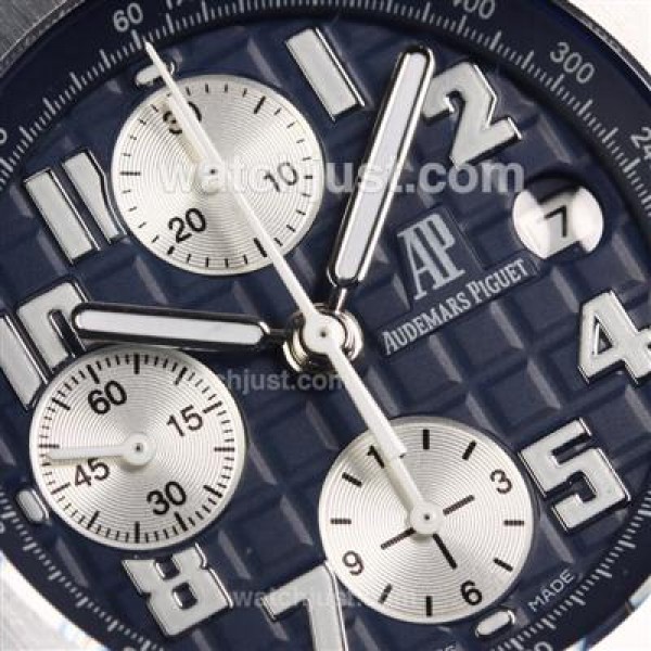 Audemars Piguet Royal Oak Offshore Chrono Swiss Valjoux 7750 Movement with Blue Checkered Dial-Blue Leather Strap