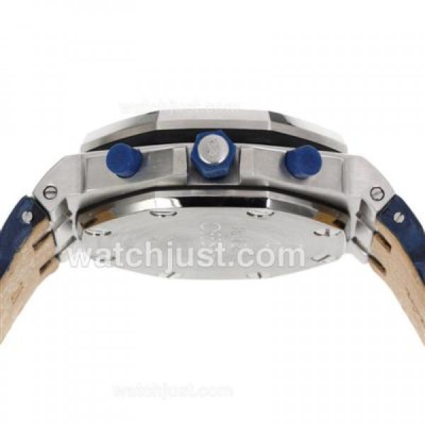 Audemars Piguet Royal Oak Offshore Chrono Swiss Valjoux 7750 Movement with Blue Checkered Dial-Blue Leather Strap