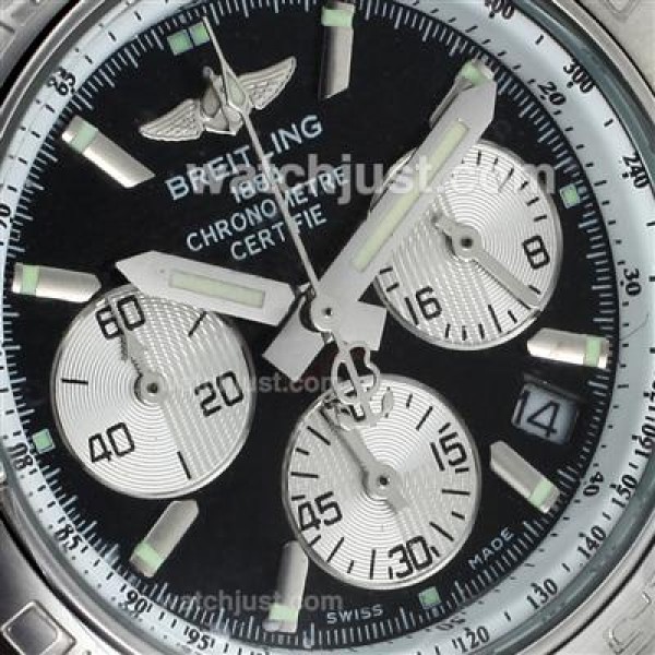 Breitling Chronomat Evolution Working Chronograph with Black  Dial S/S-Lady Size