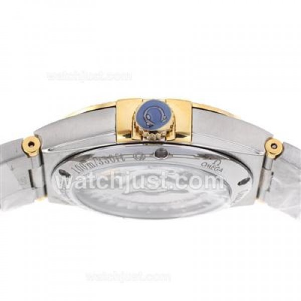 Luxury Omega Constellation Fake Watches With Golden Dials And Two Tone Cases Online