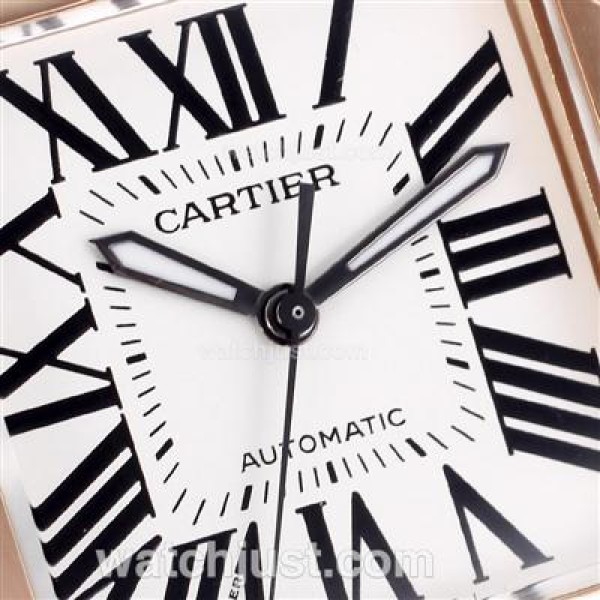 Best Quality Cartier Santos 100 Replica Watches With White Dials Rose Gold Cases For Sale