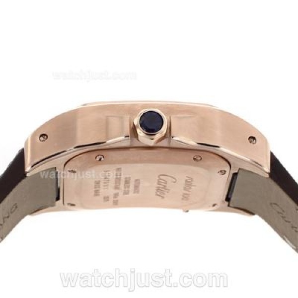 Best Quality Cartier Santos 100 Replica Watches With White Dials Rose Gold Cases For Sale