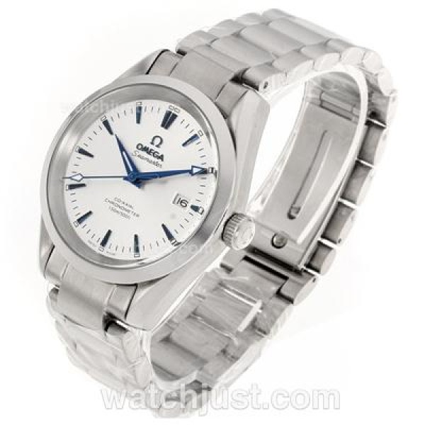 Omega Seamaster Automatic Blue Stick Markers with White Dial S/S
