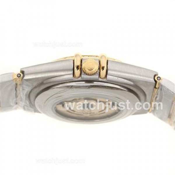 Omega Constellation Automatic Two Tone Diamond Bezel and Markers with Golden Dial-18K Plated Gold Movement