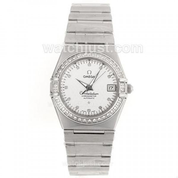 Omega Constellation Automatic Diamond Bezel and Markers with White Dial S/S-18K Plated Gold Movement