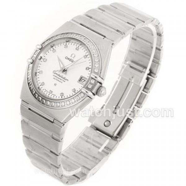 Omega Constellation Automatic Diamond Bezel and Markers with White Dial S/S-18K Plated Gold Movement