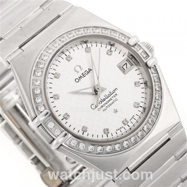 Omega Constellation Automatic Diamond Bezel and Markers with White Dial S/S-18K Plated Gold Movement