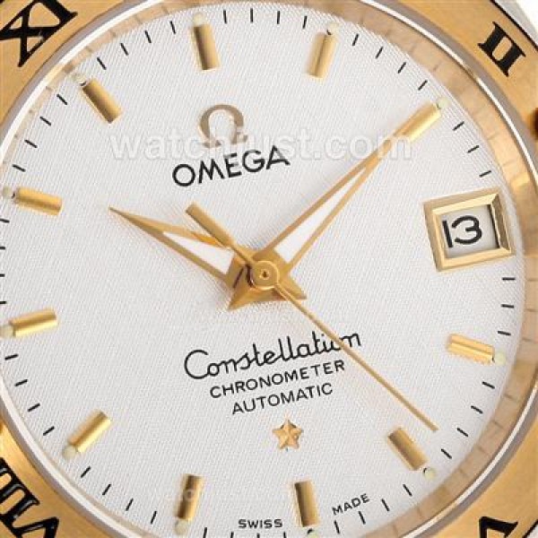 Omega Constellation Automatic Two Tone Stick Markers with White Dial-18K Plated Gold Movement