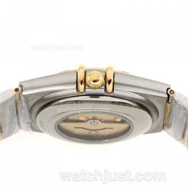 Omega Constellation Automatic Two Tone Stick Markers with White Dial-18K Plated Gold Movement