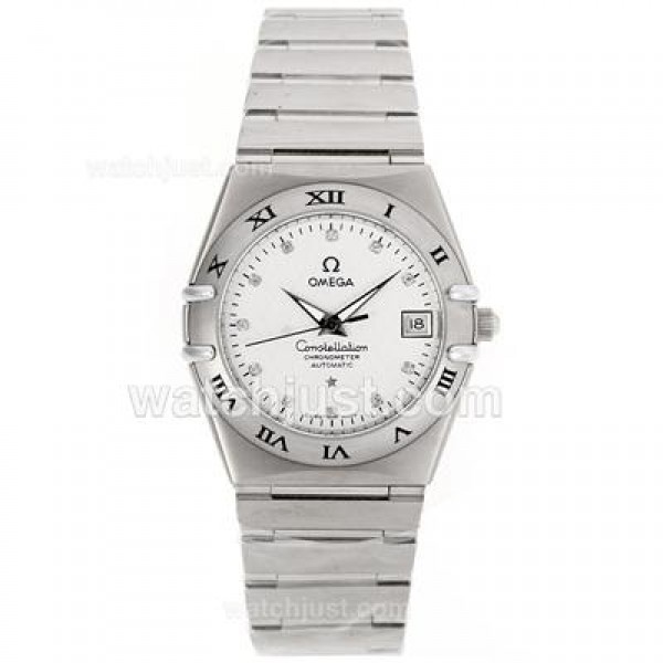 Omega Constellation Automatic Diamond Markers with White Dial S/S-18K Plated Gold Movement