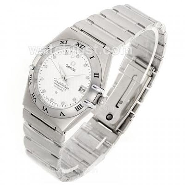 Omega Constellation Automatic Diamond Markers with White Dial S/S-18K Plated Gold Movement