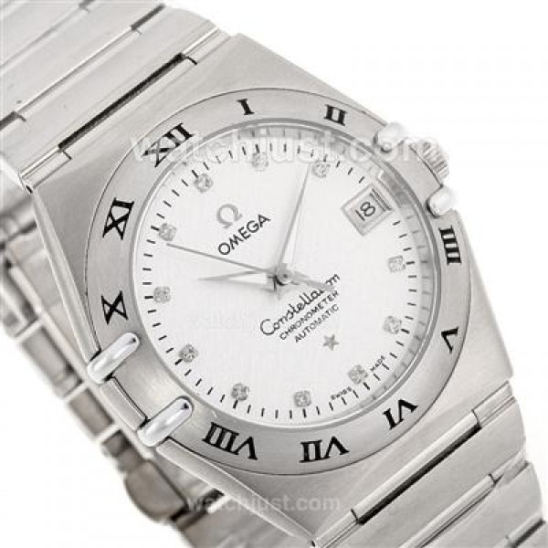 Omega Constellation Automatic Diamond Markers with White Dial S/S-18K Plated Gold Movement