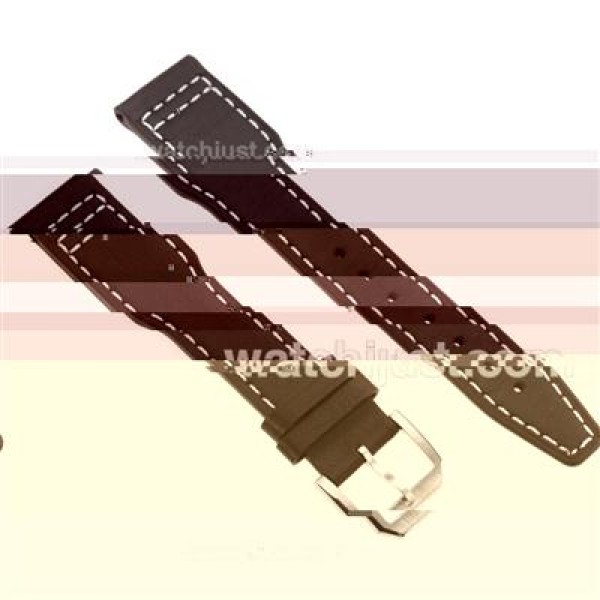 IWC Brown Leather Strap with White Stitching-For 7750 Version