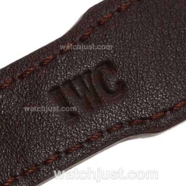 IWC Brown Leather Strap with White Stitching-For 7750 Version