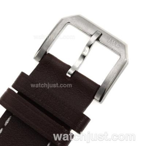 IWC Brown Leather Strap with White Stitching-For 7750 Version