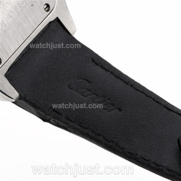 Cartier Santos 100 Swiss ETA 2836 Movement Two Tone Case with Black Dial-Leather Strap