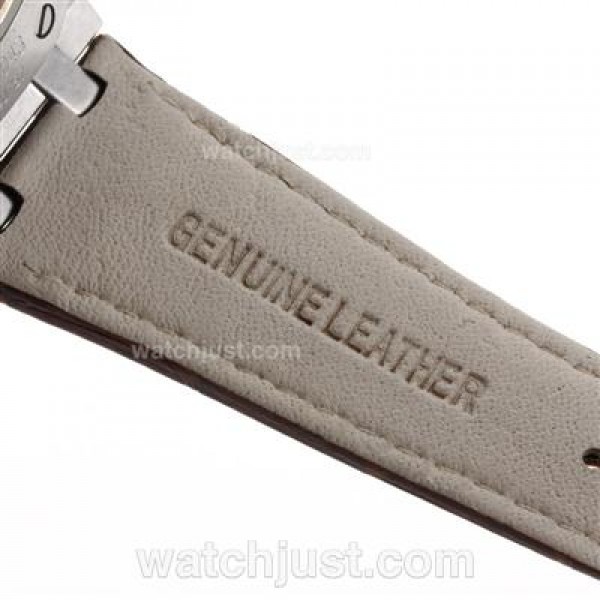 Audemars Piguet Royal Oak Swiss ETA 2836 Movement Diamond Bezel with White Checkered Dial-Brown Leather Strap
