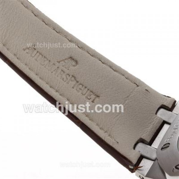 Audemars Piguet Royal Oak Swiss ETA 2836 Movement Diamond Bezel with Gray Checkered Dial-Brown Leather Strap