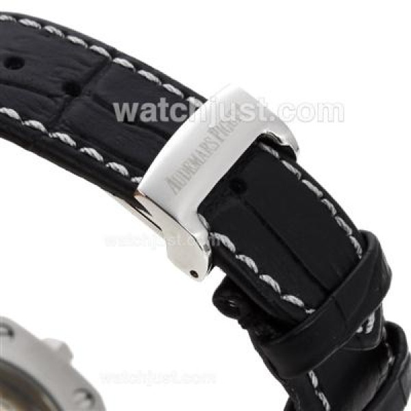 Audemars Piguet Royal Oak Swiss ETA 2836 Movement Diamond Bezel with Black Checkered Dial-Leather Strap
