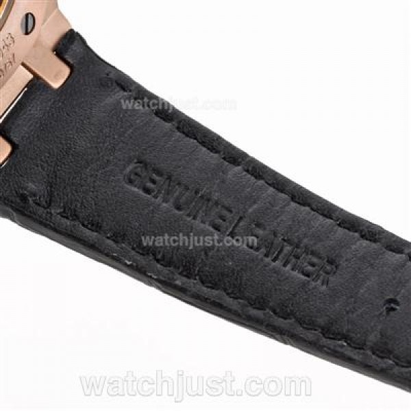 Audemars Piguet Royal Oak Swiss ETA 2836 Movement Rose Gold Case Diamond Bezel with Black Checkered Dial-Black Leather S