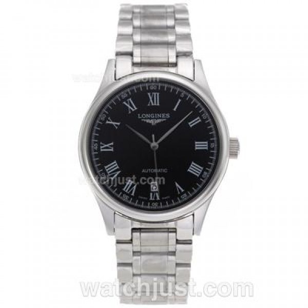 Longines Master Collection Automatic Roman Markers with Black Dial S/S-Sapphire Glass
