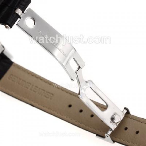 Jaeger-Lecoulbre Reverso Black Dial with Black Leather Strap-Sapphire Glass