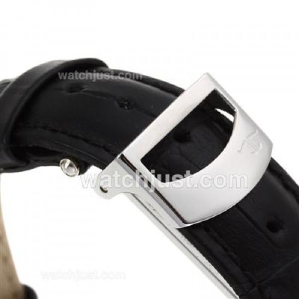 Jaeger-Lecoulbre Reverso Black Dial with Black Leather Strap-Sapphire Glass