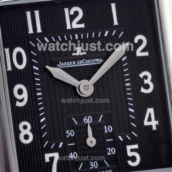 Jaeger-Lecoulbre Reverso Black Dial with Black Leather Strap-Sapphire Glass