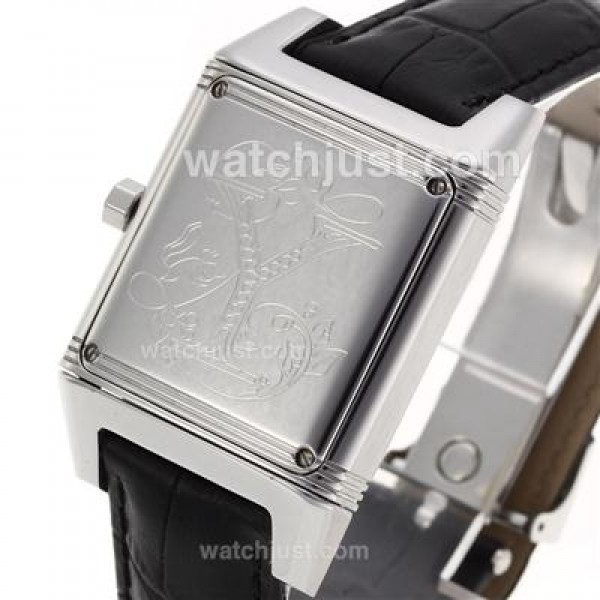 Jaeger-Lecoulbre Reverso Black Dial with Black Leather Strap-Sapphire Glass