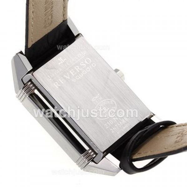 Jaeger-Lecoulbre Reverso Black Dial with Black Leather Strap-Sapphire Glass