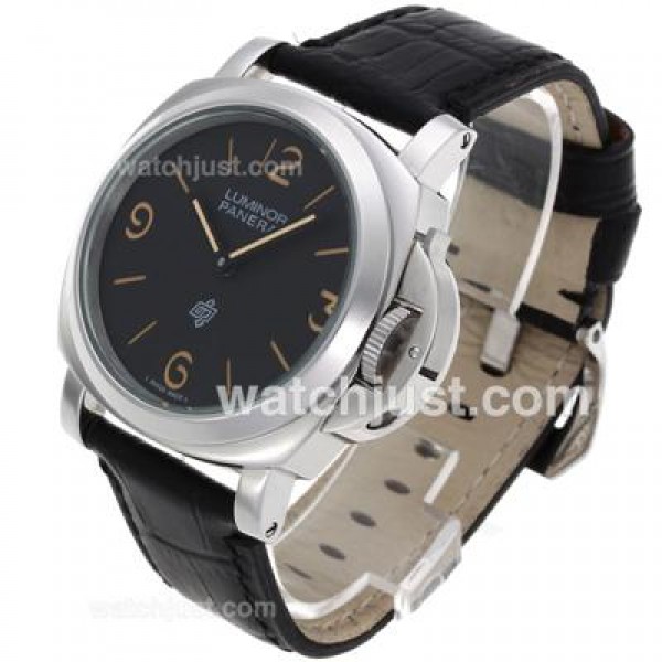 Panerai Luminor OP Logo Unitas 6497 Movement with Black Dial-Leather Strap