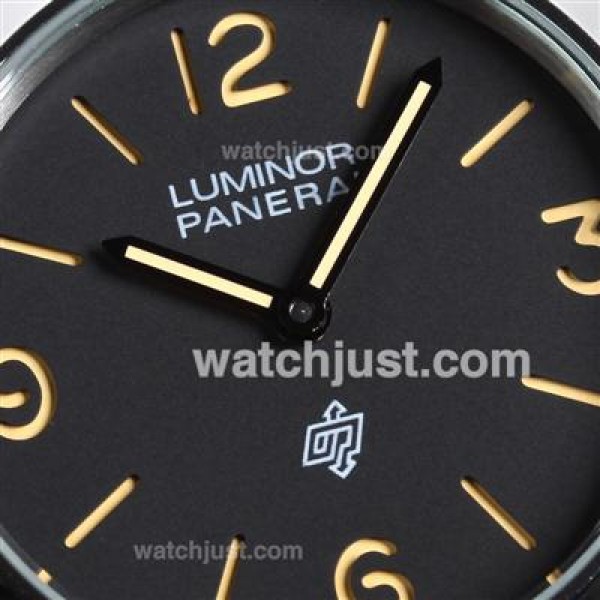Panerai Luminor OP Logo Unitas 6497 Movement with Black Dial-Leather Strap