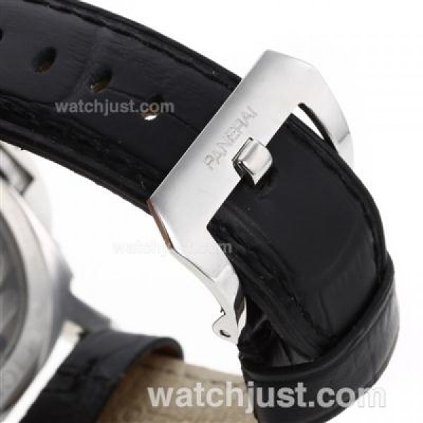 Panerai Luminor OP Logo Unitas 6497 Movement with Black Dial-Leather Strap