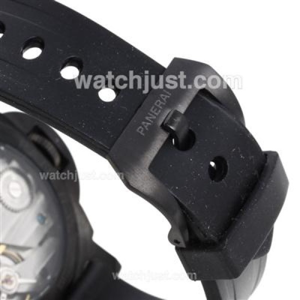 Panerai Luminor OP Logo Unitas 6497 Movement PVD Case with Black Dial-Rubber Strap