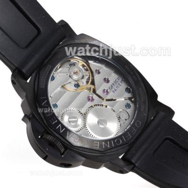 Panerai Luminor OP Logo Unitas 6497 Movement PVD Case with Black Dial-Rubber Strap